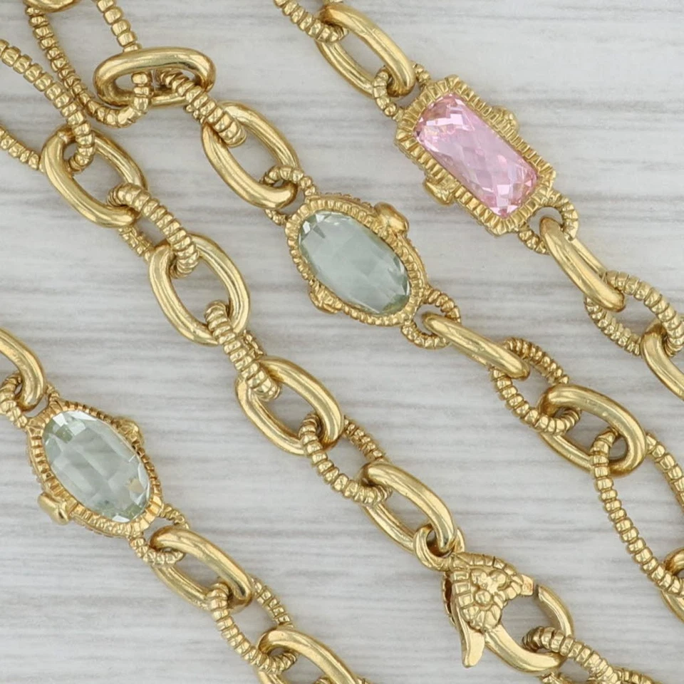 Collar estación piedras preciosas Judith Ripka cadena cable oro amarillo 18k 16,5" Foto 4 de 4