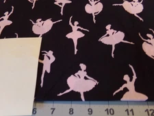 1/2 YD X 44" VINTAGE COLORFUL PINK BALLERINA /BLACK /HANCOCK/COTTON NEW #1540