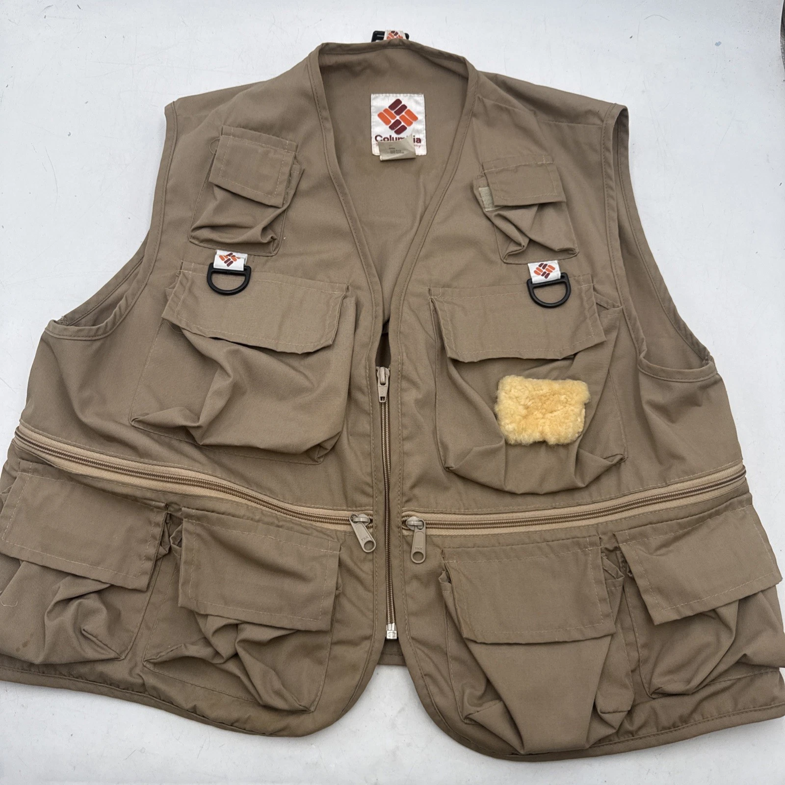 Vtg Columbia Fishing Vest Mens L Made in USA Multi Pocket Utility Outdoors VGUC