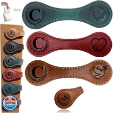 3Pcs Personalized Leather Magnetic Bookmark, 26 Letters Bookmarks Customized 