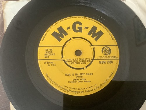 SANDY POSEY - BLUE IS MY/SINGLE GIRL - UK MGM1966 GIRLY MOD POP MOVERS EX