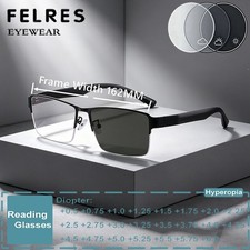 162mm TR90 Square Photochromic Reading Glasses Men Half Frame Presbyopic Glasses