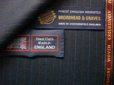 HUDDERSFIELD FINE WORSTED = BROADHEAD & GRAVES 97% SUPER 150’s WOOL WORSTED & 3% CASHMERE SUITING FABRIC MADE IN ENGLAND =3.4 m