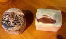Set of 2 Mini Jewelry Boxes Artesanias El Zipa Colombia Clay Box & Pastel Colors