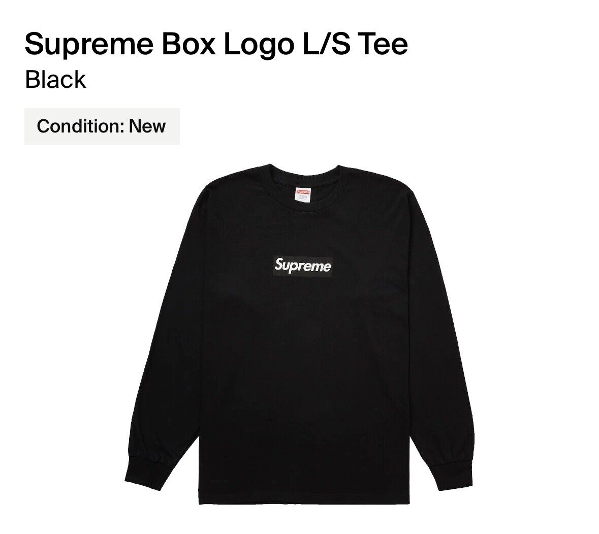 supreme box logo L/S tee black M medium-