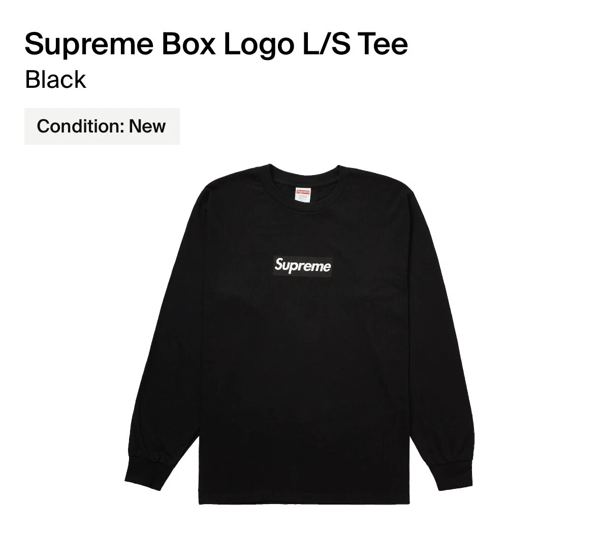 Supreme Box Logo Long Sleeve Tee Medium   Black