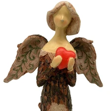Christmas Nativity Angel Heart 11″ Flowers Creche Resin Wood Pre-Owned Nice