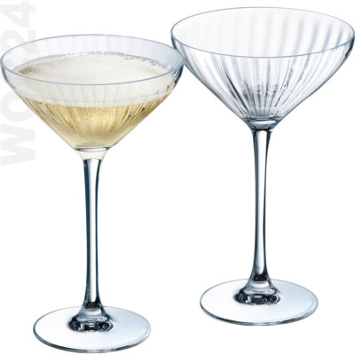 2 x Champagner Sekt Martini Cocktail Schale Schalen Kelch Gläser Glas Streifen