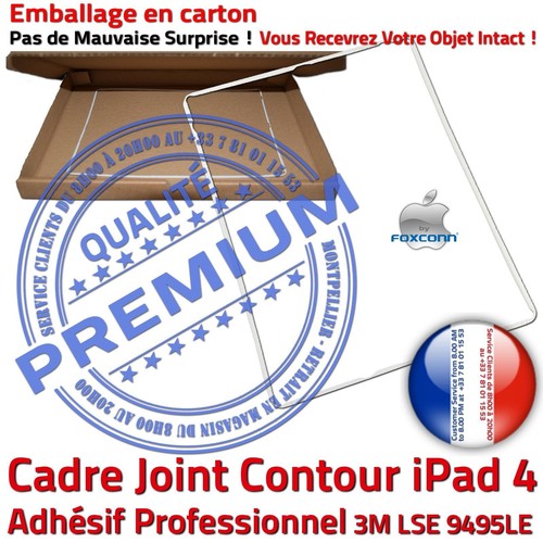 KIT Vitre Tactile iPad4 A1460 Blanc Écran Verre PREMIUM Assemblé Joint Contour - Photo 6/7