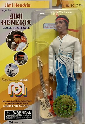 Jimi Hendrix 8 Inch Classic Action Figure Toy MUSIC ICONS Mego