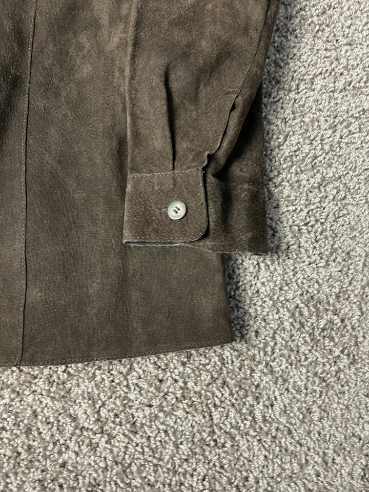 Marsh Landing Black Suede Leather Shirt Women's Medium M GUC - Image 3 of 4