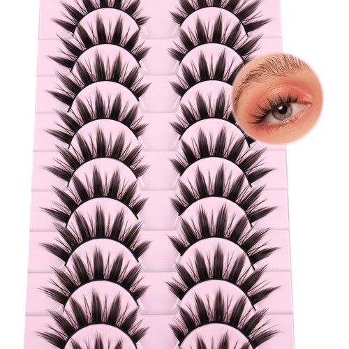 False Eyelashes 10 Pairs Manga Style 16mm Spiky Faux Mink Cosplay - 第 4/7 張圖片