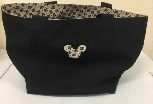Disney Mickey Mouse Face Tote Bag Cheetah Print Disney Bag Black Brown A1 - Afbeelding 1 van 7