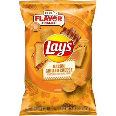 Lays Potato Chips Bacon Grilled Cheese Flavored Snack Chips, 7.75 Ounce 1 Bag