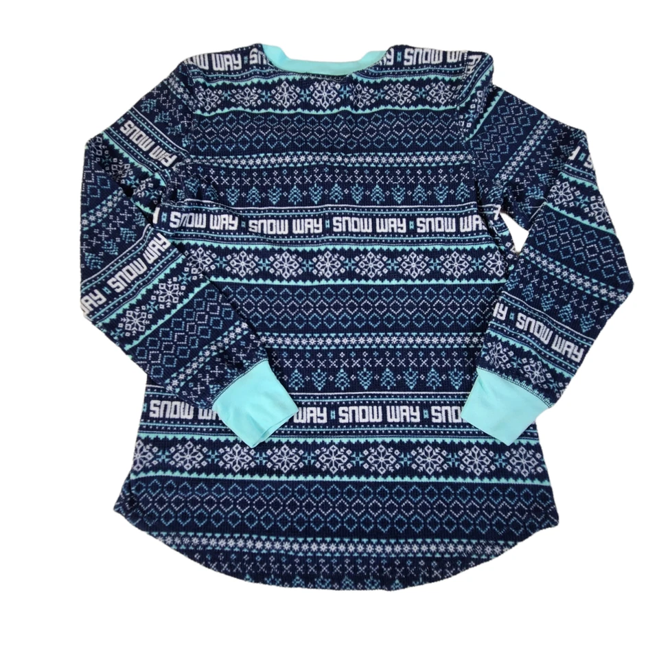 Top de pijama Joe Boxer manga larga para mujer talla MEDIANA copos de nieve cuello en V azul Foto 2 de 4