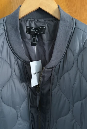Gray Puffer Jacket Mens XXL Zip Pockets image 3