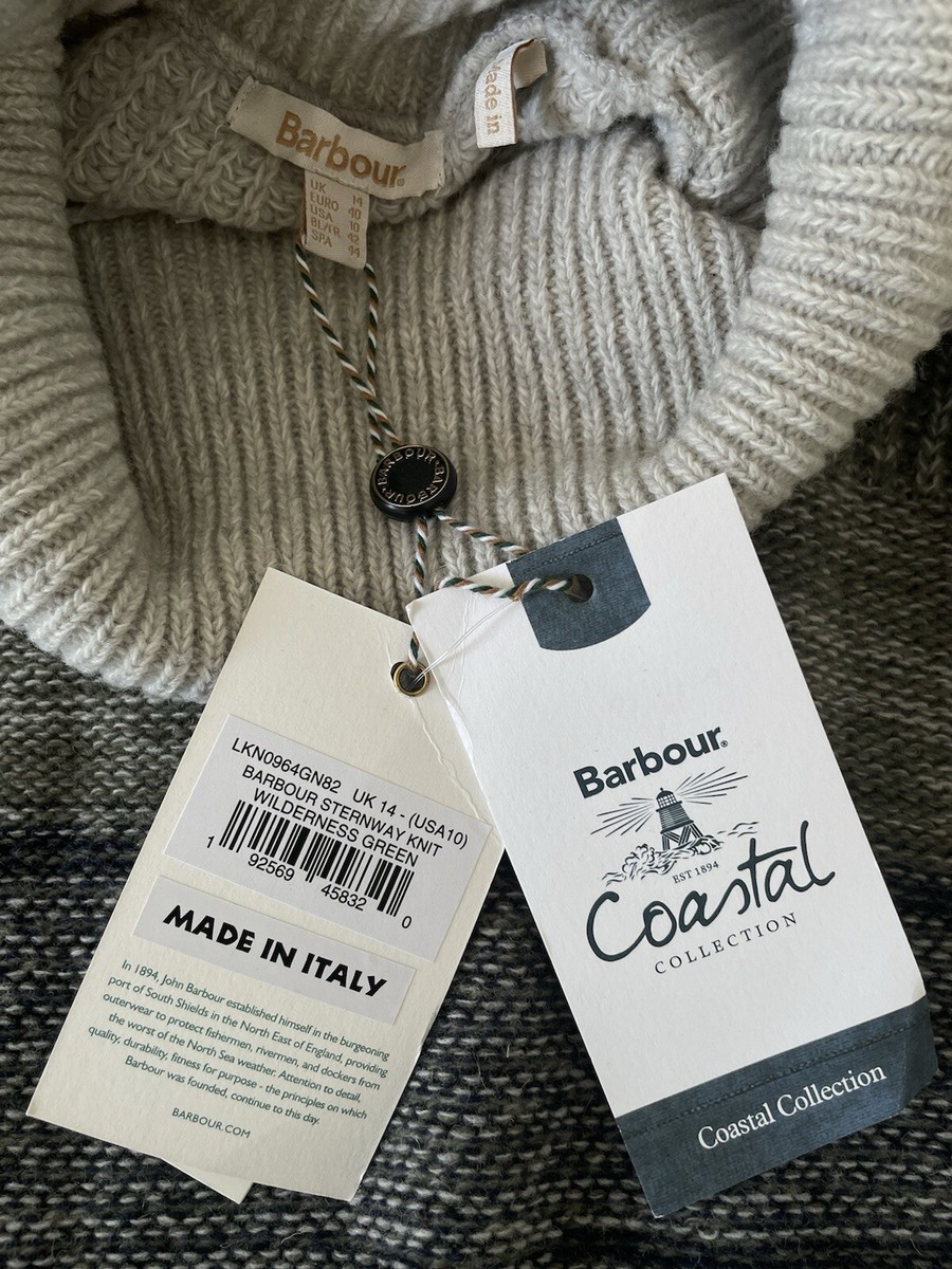 NWT Barbour Knit Women Turtleneck Sweater Wool Blend Sz 10 Green
