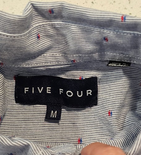 Five Four Mens Blue White Button Front Collar Short Sleeve Shirt Size M - Picture 5 of 8