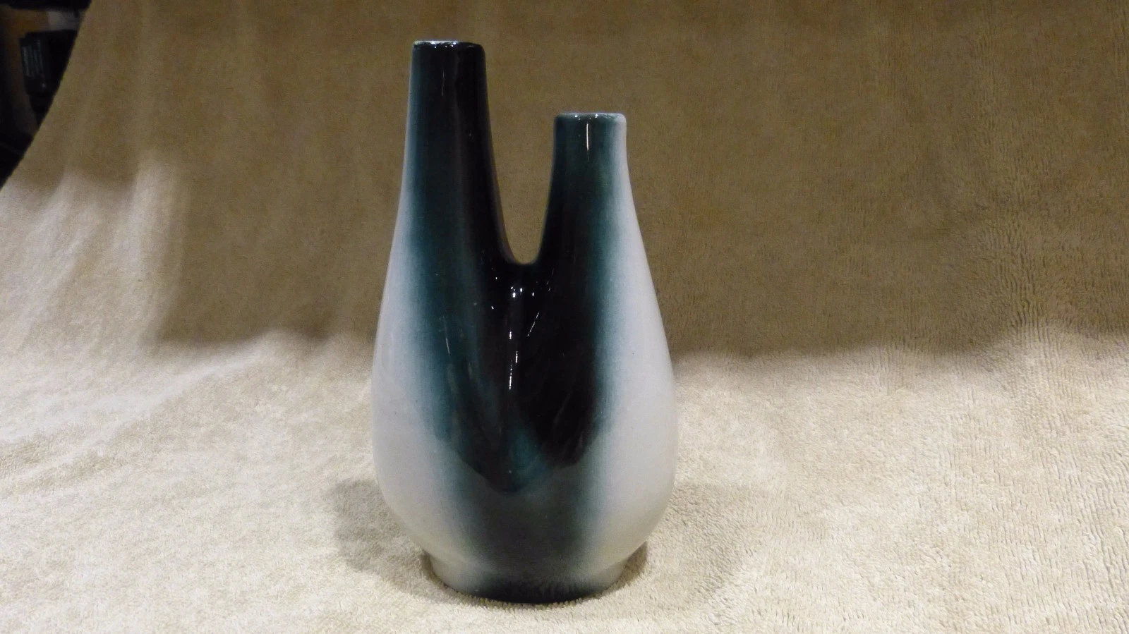 Vintage Ceramic Glazed Double Neck Oil & Vinegar (?) Bottle, Stamped, Rare, HTF