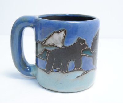 Mara Coffee Mug Bears Mountains Large Oversized Stoneware Mexican Pottery NEW
