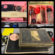 Antique Cutex Lot: Five Minute Set Tin & Traveling Manicure Set w/ Contents