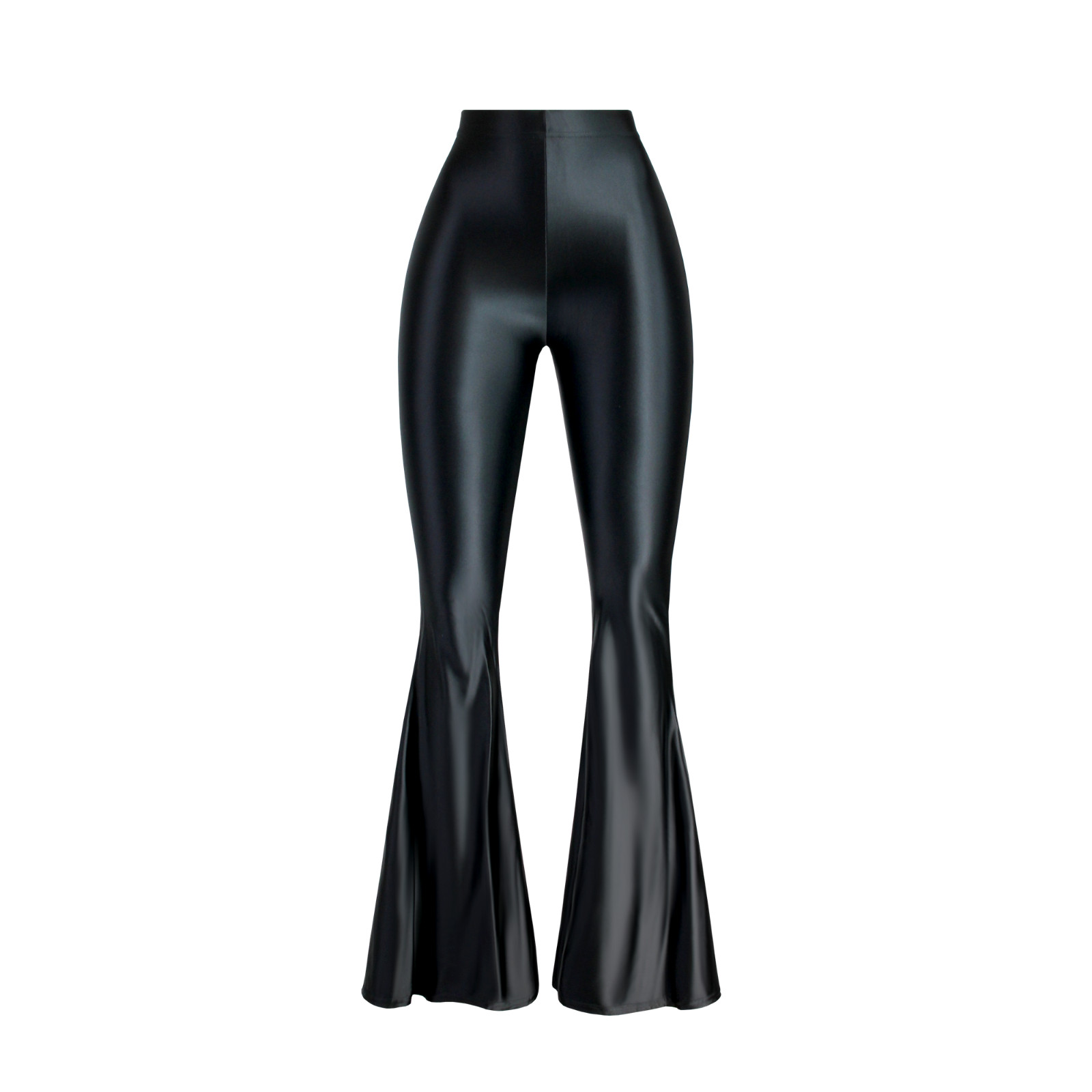 Pantalones acampanados al aceite brillantes para mujer cintura alta baile yoga elastizados culturismo medias
