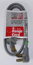 4ft 50 Amp Electric Range/Appliance Cord, Heavy Duty, Right Angle, W/ Cord Clamp
