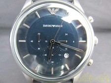 Emporio Armani Men's 43mm Blue Leather Band Steel Case Quartz Watch AR11018  for sale online | eBay