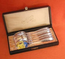 6 x sch&ouml;ne L&ouml;ffel versilbert MKM Mansfeld im Etui Silber Auflage Apolda (B262)
