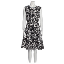 Oscar de La Renta SZ 14 black and white floral a-line dress