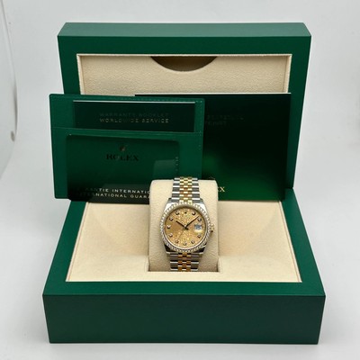 Rolex Datejust 126283RBR 36mm Gelb Gold Stahl Diamant Champagner Zifferblatt Uhr