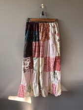 Vintage Patchwork Skirt Sz S Handmade Cotton Floral Long Maxi Cottage Prairie