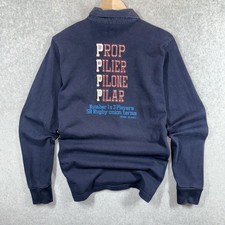 Serge Blanco SB Rugby Union Prop Pilier Pilone Pilar Rugger Shirt Navy Blue Lrg