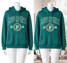 Victoria’s Secret Pink Green Love Pink Originals Glitter Logo Hoodie Medium