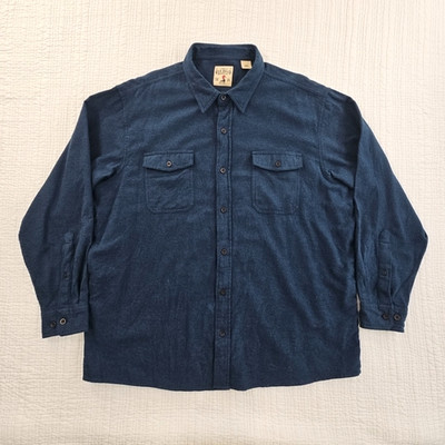 Red Head Brand Co. 2 Pocket Heavy Blue Flannel Shirt Men's 2XL Long Sleeve EUC