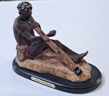 Vintage Aboriginal-Style Didgeridoo Player Figurine Resin Decorative Sculpture