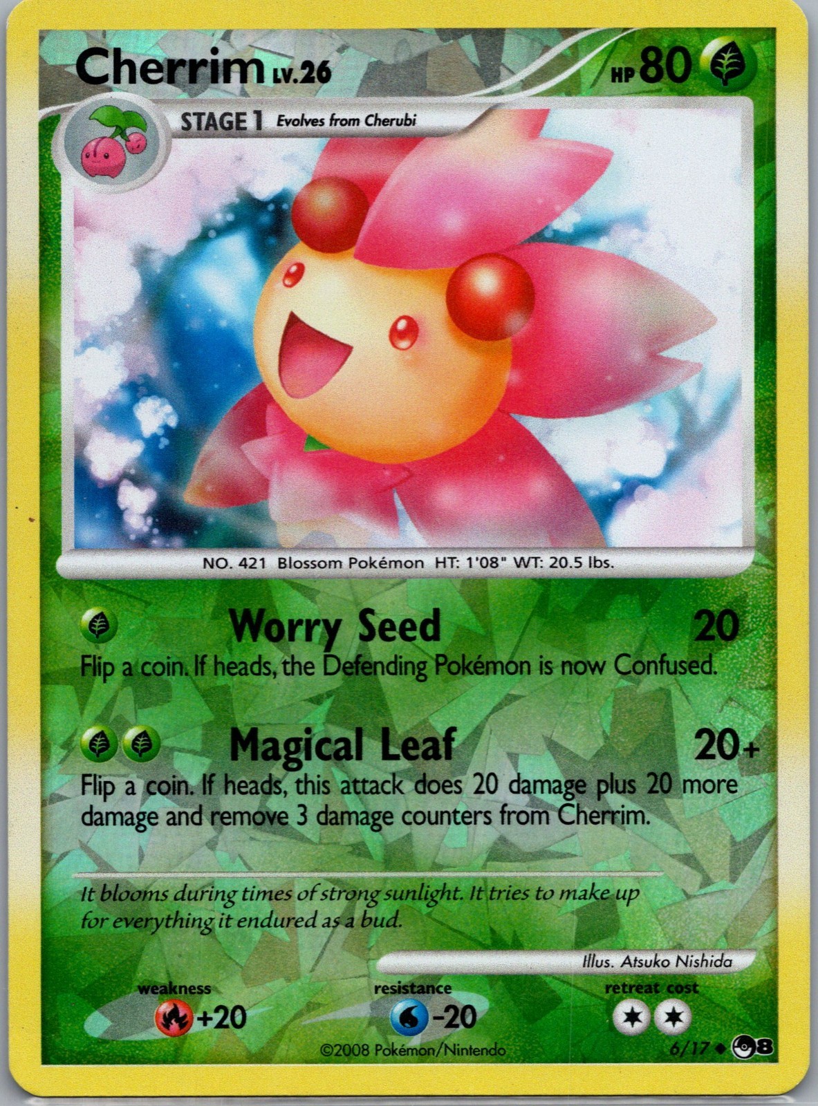 Cherrim (Cracked Ice) 6/17 POP Series 8 Uncommon Reverse Holo Pokemon Card MP