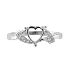 6MM Heart Shape Semi Mount Ring For Women Promise Ring 925 Sterling Silver