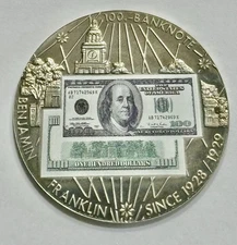 American Mint 1928-1929 $100 Ben Franklin Banknote Coin w/COA