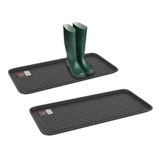 Set of 2 Large All Weather Boot Trays, Water Resistant, Indoor/Outdoor, Black