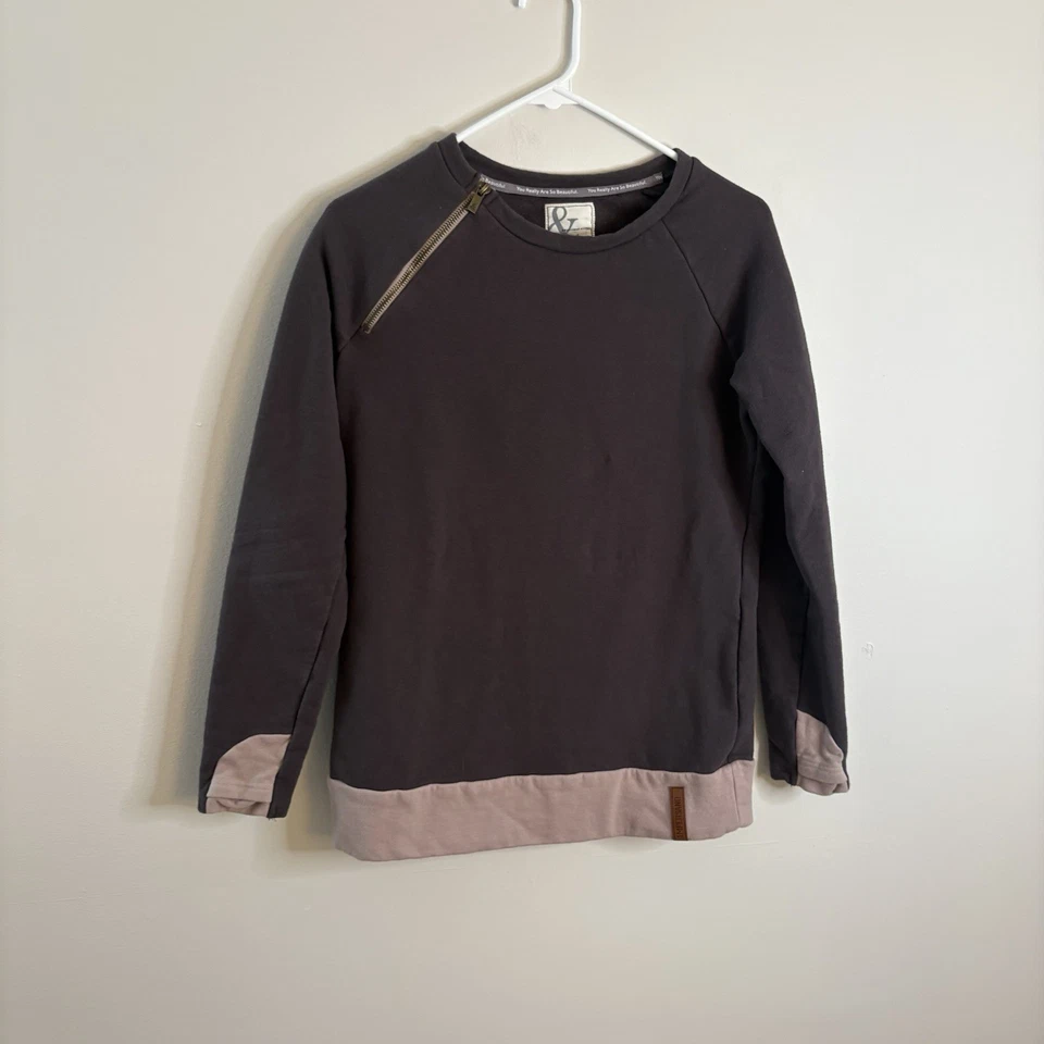 Ampersand Avenue Pullover Sudadera Mujer Mediana Gris Rosa Acogedora Se Ajusta Pequeña P4 Foto 2 de 4