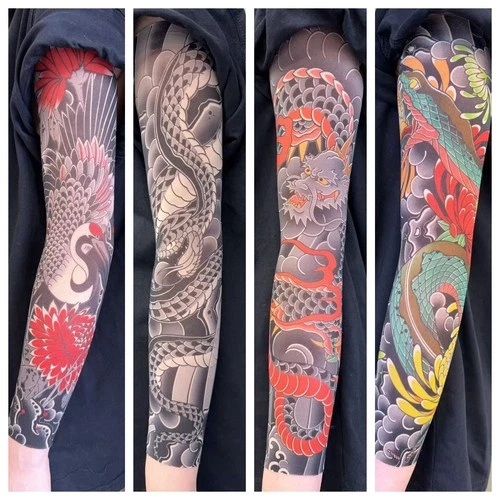 4 Pcs Temporary Tattoo Sleeves Set Arts Fake Slip On Tattoo Arm Sleeves Kit - product listing photo