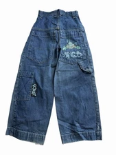 Jnco Spooky Jeans Tagged Y2K Alien 2000s Vintage Youth Sz 8 22X22 Baggy Wide Leg