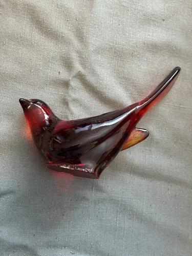 Vintage Fenton Ruby Red Art Glass Bird Of Happiness