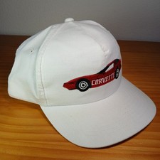 Corvette White Snapback Red Car Embroidered Logo VTG OSFM Chervrolet That Hat
