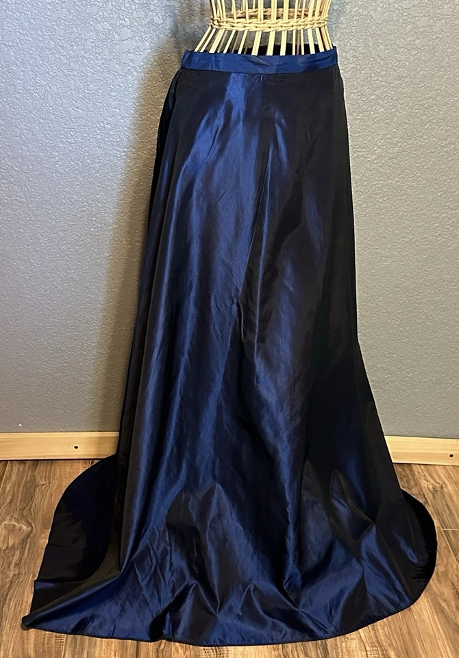 Maxi Falda De Tafetán Azul Jessica McClintock Millennium 2000 De Colección 12 (Funciona Pequeña) Foto 3 de 4