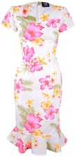 Küstenluder «BELLE 50s» Flower Blüten Aloha Tiki Pencil Dress / Kleid Rockabilly