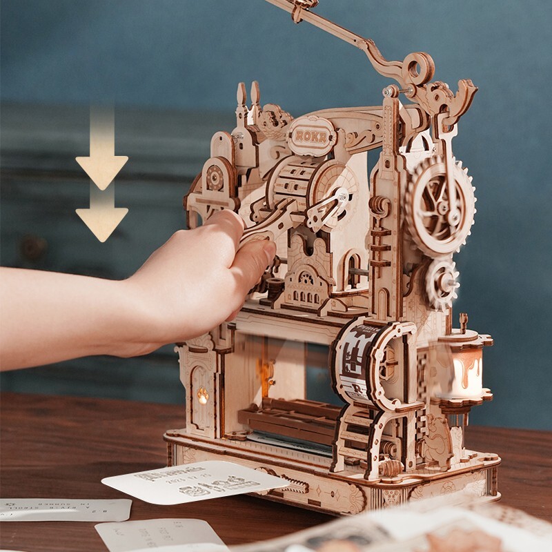 ROKR New LK602 Printing press 3D Wooden Puzzle Building Toys for