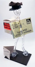 Vintage Creative Concepts Molten Acrylic Sculpture Mailman Mail Carrier 8.5"