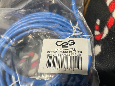 C2G 27145 25' CAT6 Snagless BLUE Unshielded (UTP) RJ-45  Network(Z2,K12)